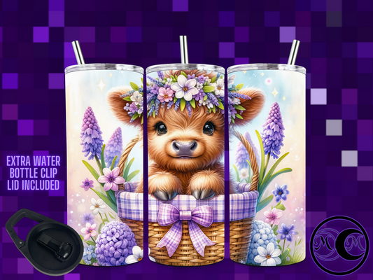 Spring Highland Cow Dual Lid Tumbler