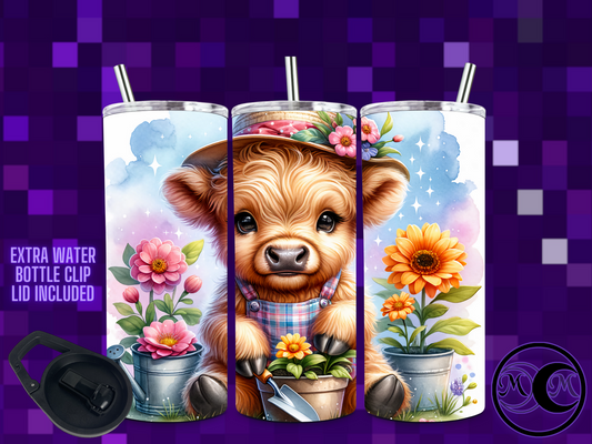 Sunflower Baby Highland Cow Dual Lid Tumbler