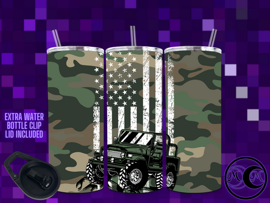 Green Camo Off Road Dual Lid Tumbler