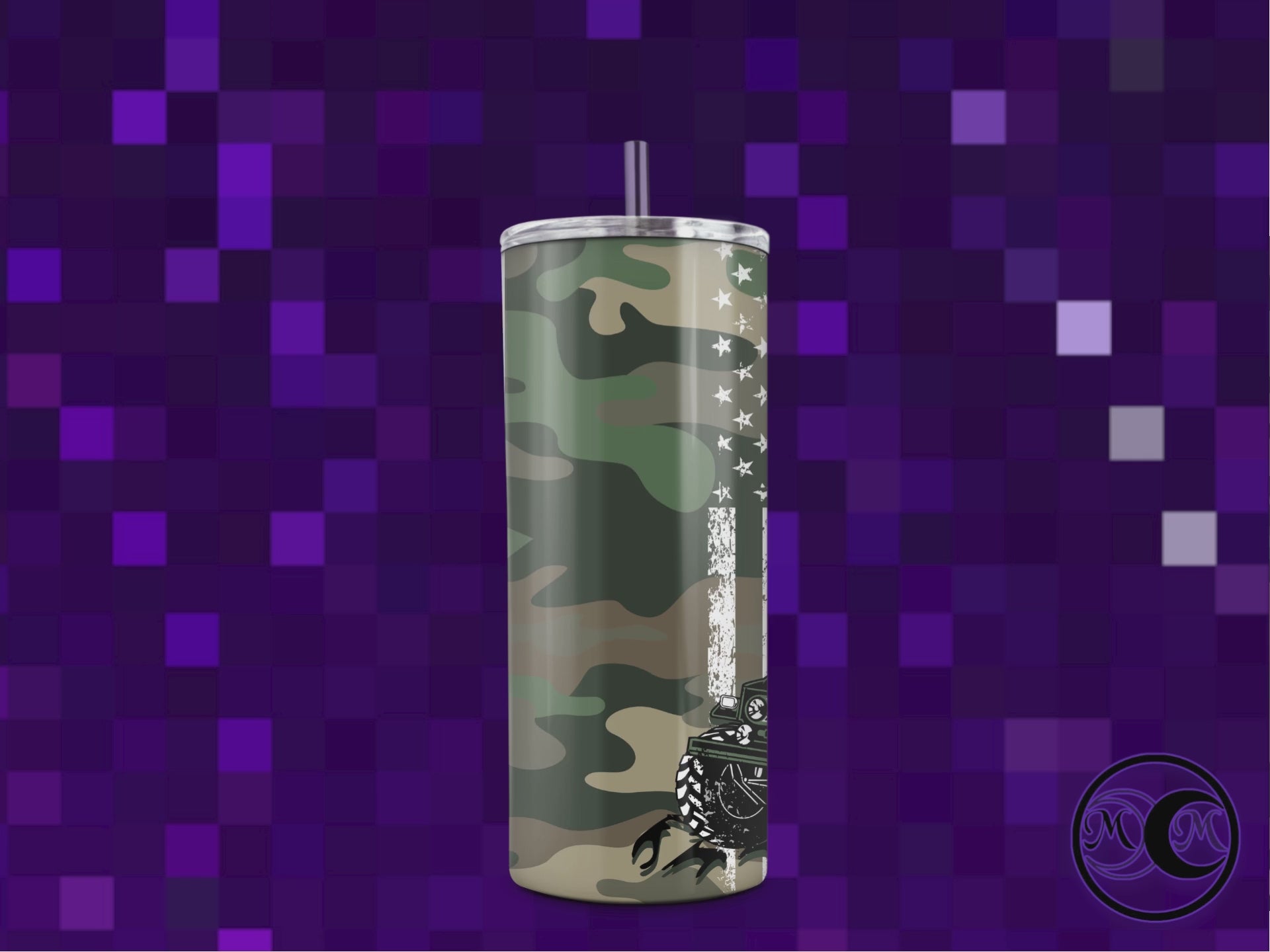 Green Camo Off Road Dual Lid Tumbler